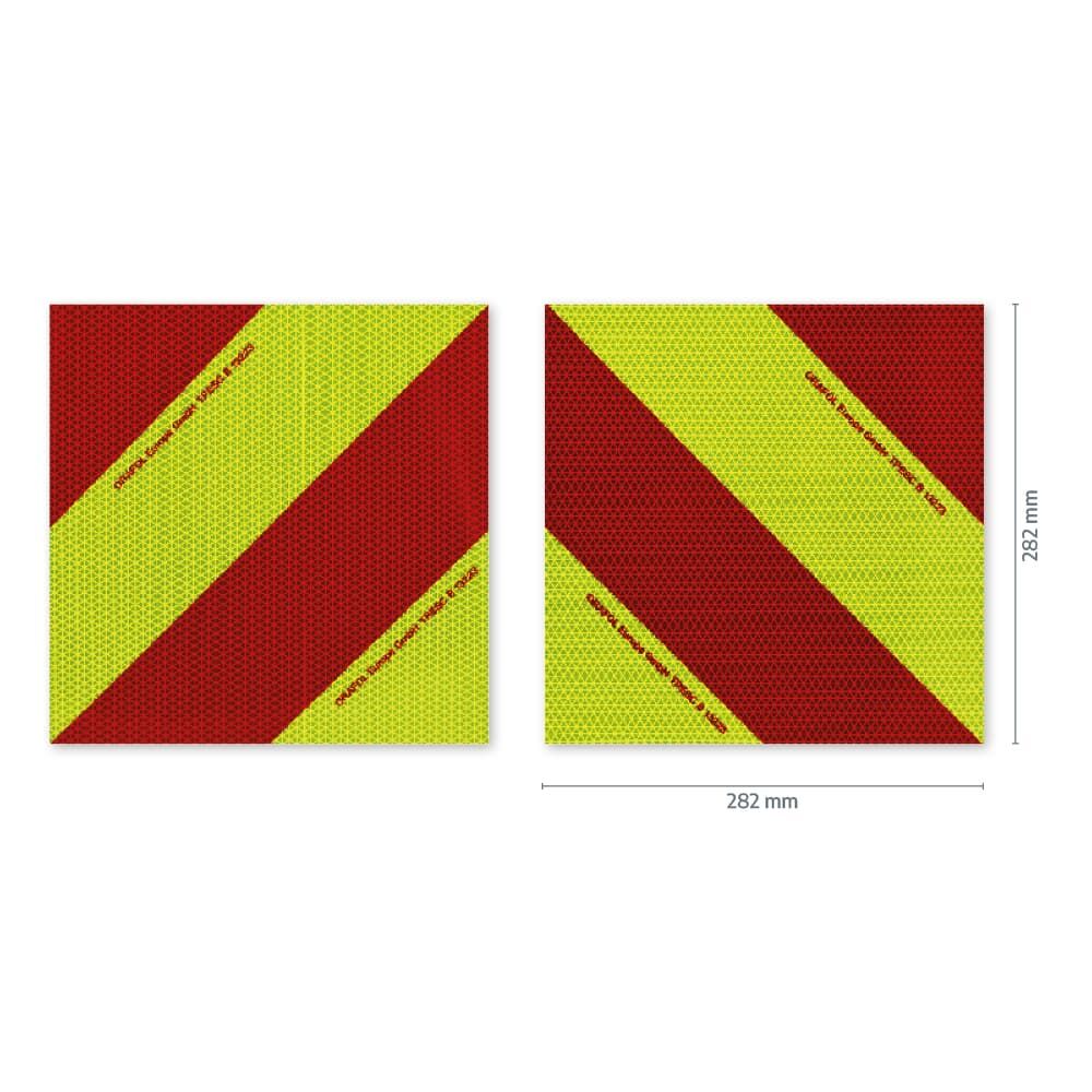 Orafol VC 612 Warnmarkierung 282 × 282 mm, Set aus zwei Zuschnitten mit Maßangaben