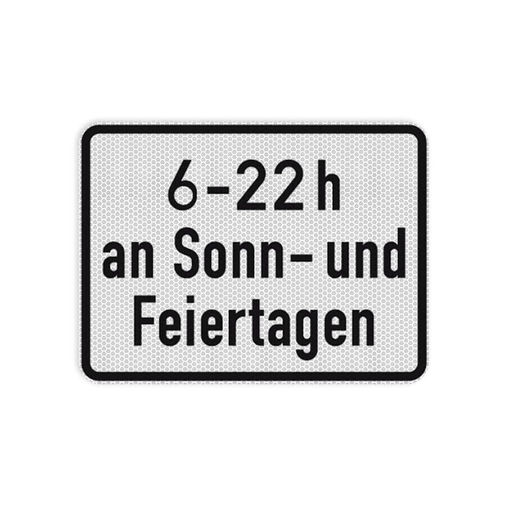 VZ 1042-35 Zeitliche Beschränkung (dreizeilig) (6-22 h an Sonn- und Feiertagen)