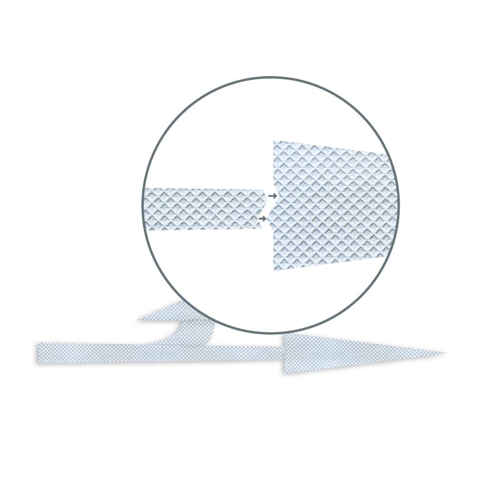 Vergrößerter Ausschnitt zeigt präzise Passform der Einzelteile des Richtungspfeils