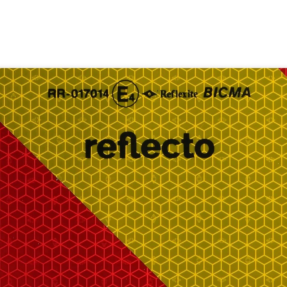 Heckwarntafel ECE 70.01 mit E-Prüfzeichen, gelb-rot reflektierend