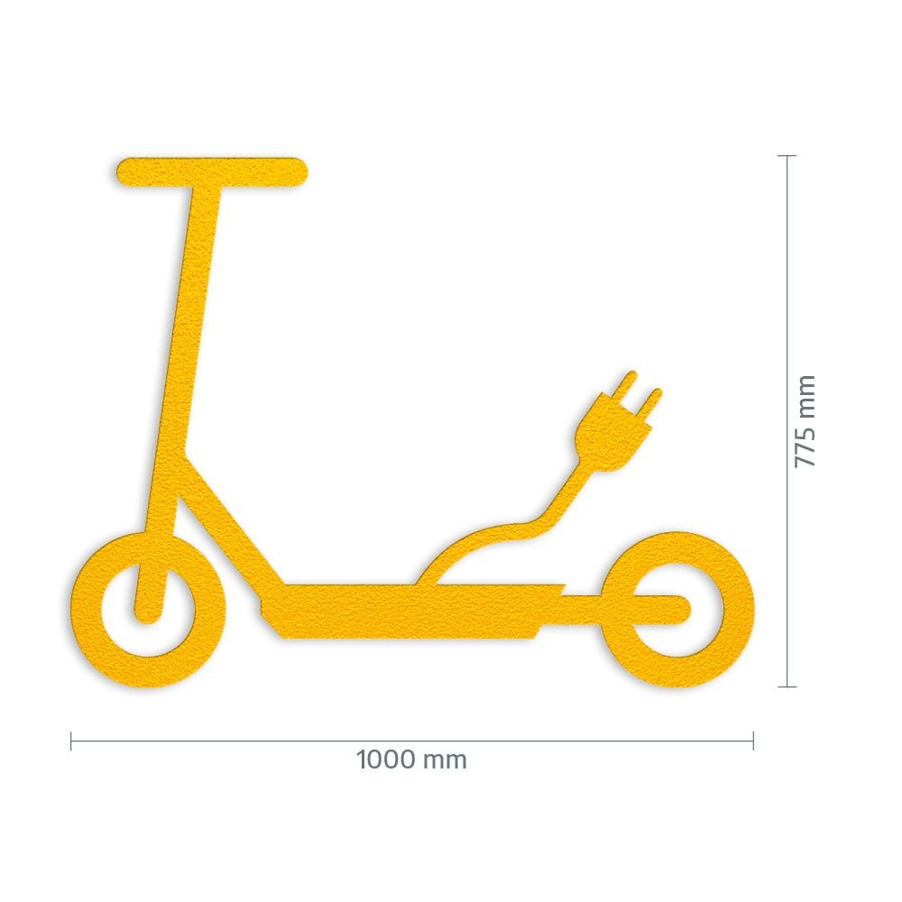 Maßgrafik des Piktogramms, Breite 1000 mm, Höhe 775 mm, Verkehrsklasse P6 in gelb