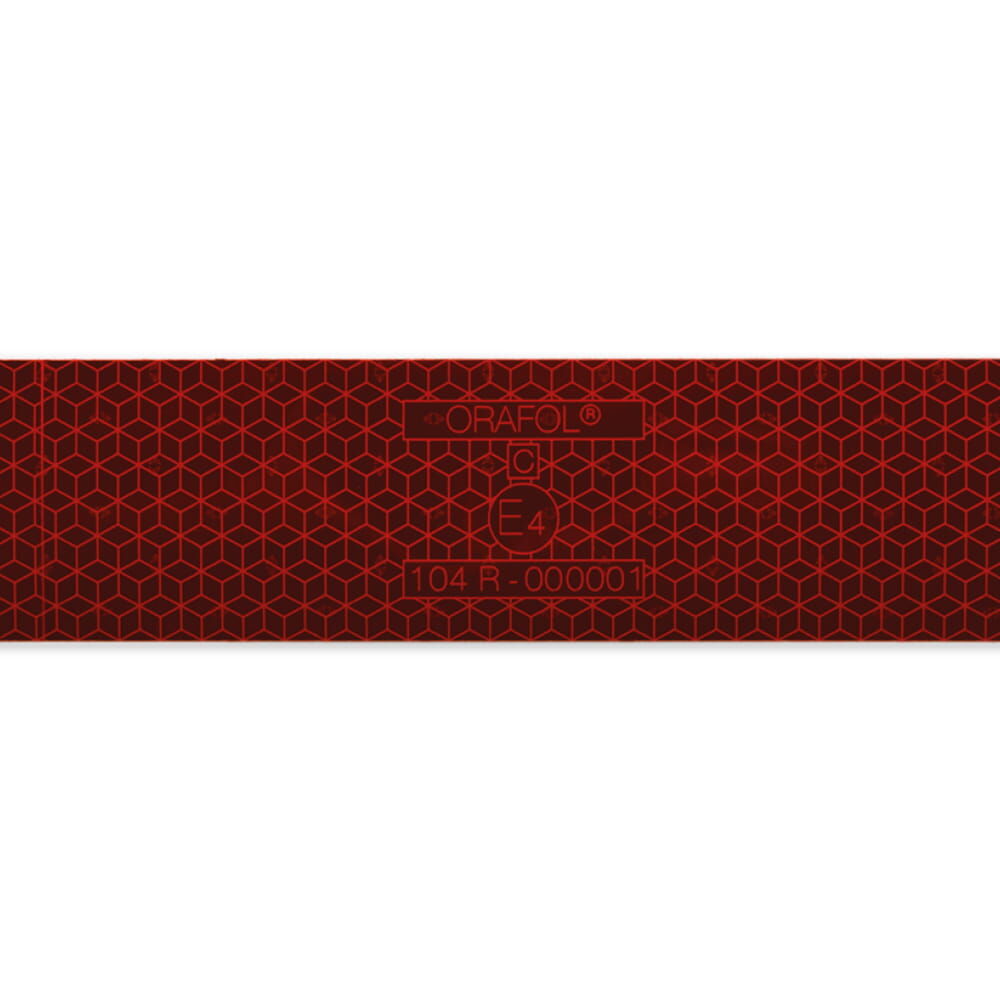 Detail: Rotes VC104+ RG Wabenmuster mit ORAFOL-Logo