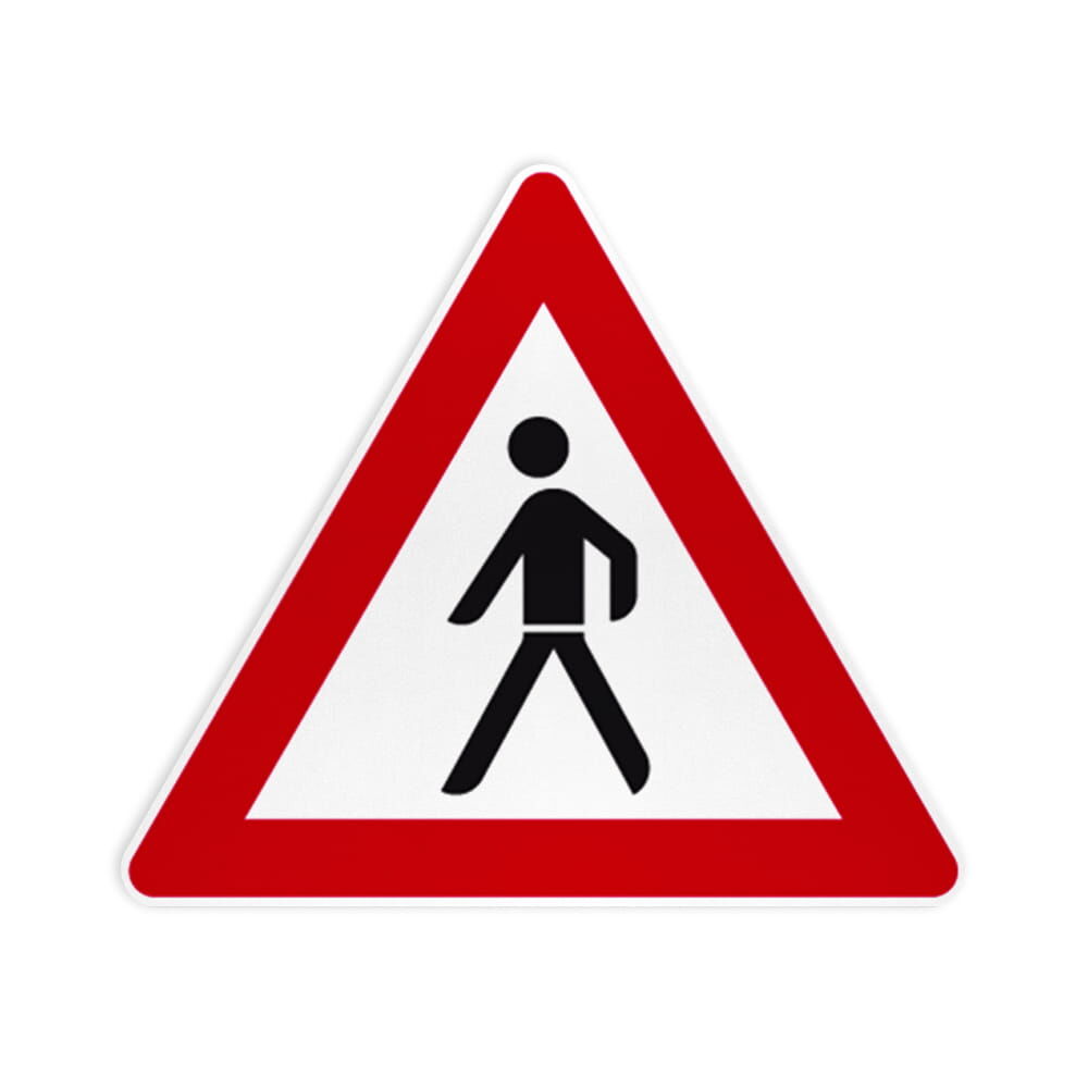 VZ 133-10 Fußgänger, Aufstellung rechts VZ 133-10 Fußgänger, Aufstellung rechts