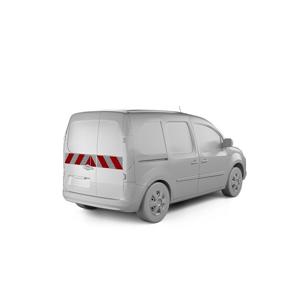 Renault Kangoo II Rapid mit Hecktür, ausgestattet mit Heckwarnmarkierung, Baujahr 2013