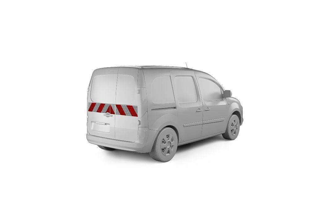 Renault Kangoo II Rapid mit Hecktür, ausgestattet mit Heckwarnmarkierung, Baujahr 2013