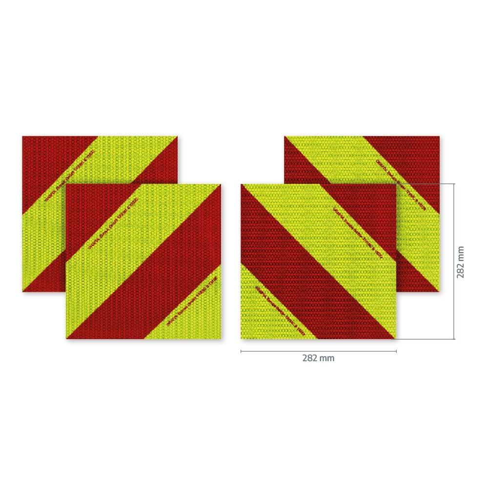 Orafol VC 612 Warnmarkierung 282 × 282 mm, Set aus vier Zuschnitten mit Maßangaben