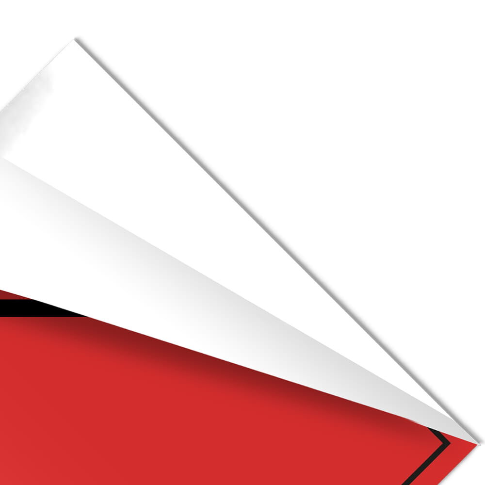 Detailfoto: abziehbare Klebeschicht des Gefahrgutzettels 2.1