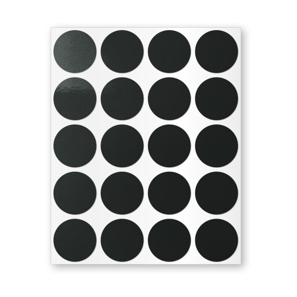 Schwarze Geocaching Reflektoren auf selbstklebendem Stickerbogen