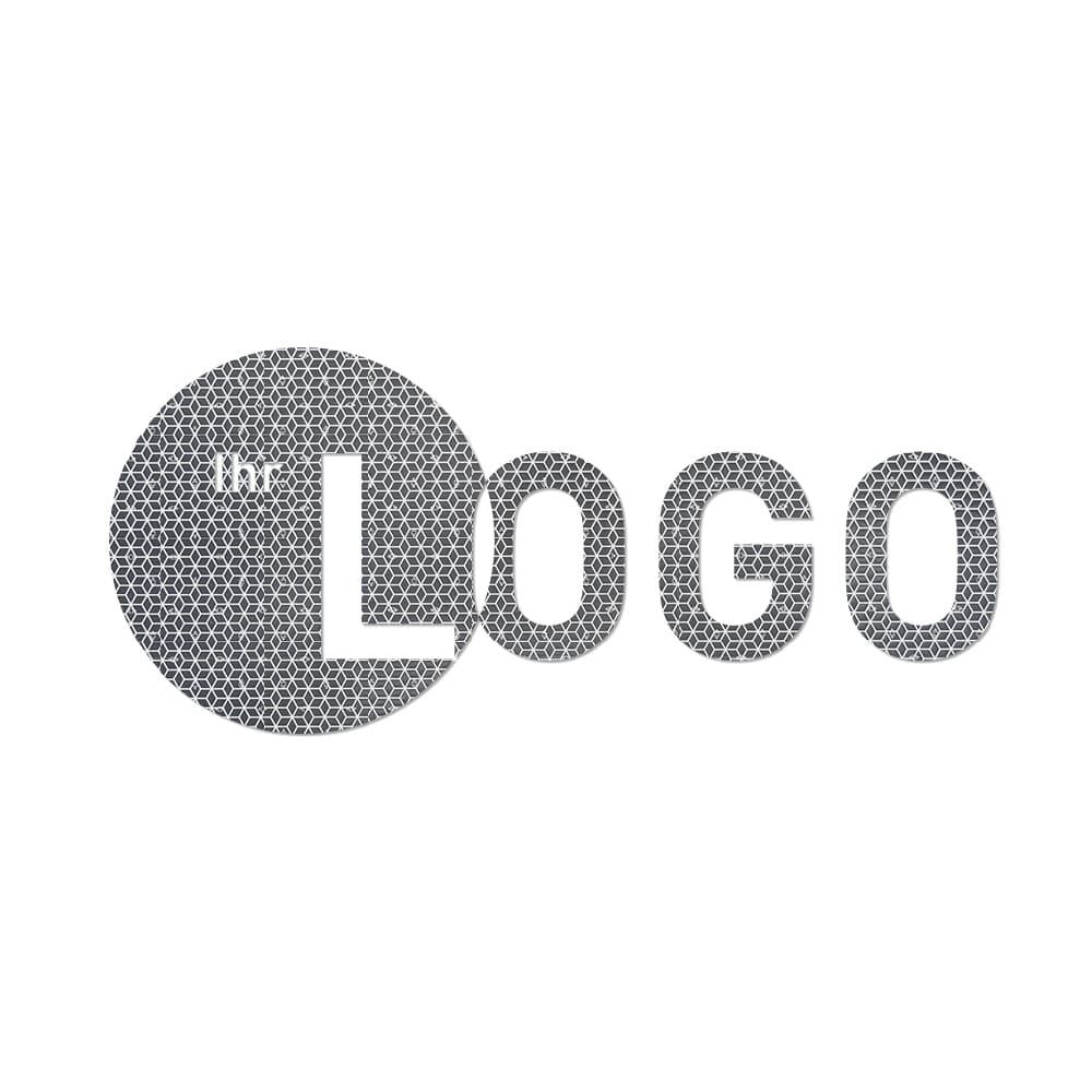 Retroreflektierender weißer LOGO-Schriftzug aus ORALITE VC 104 Konturmarkierung