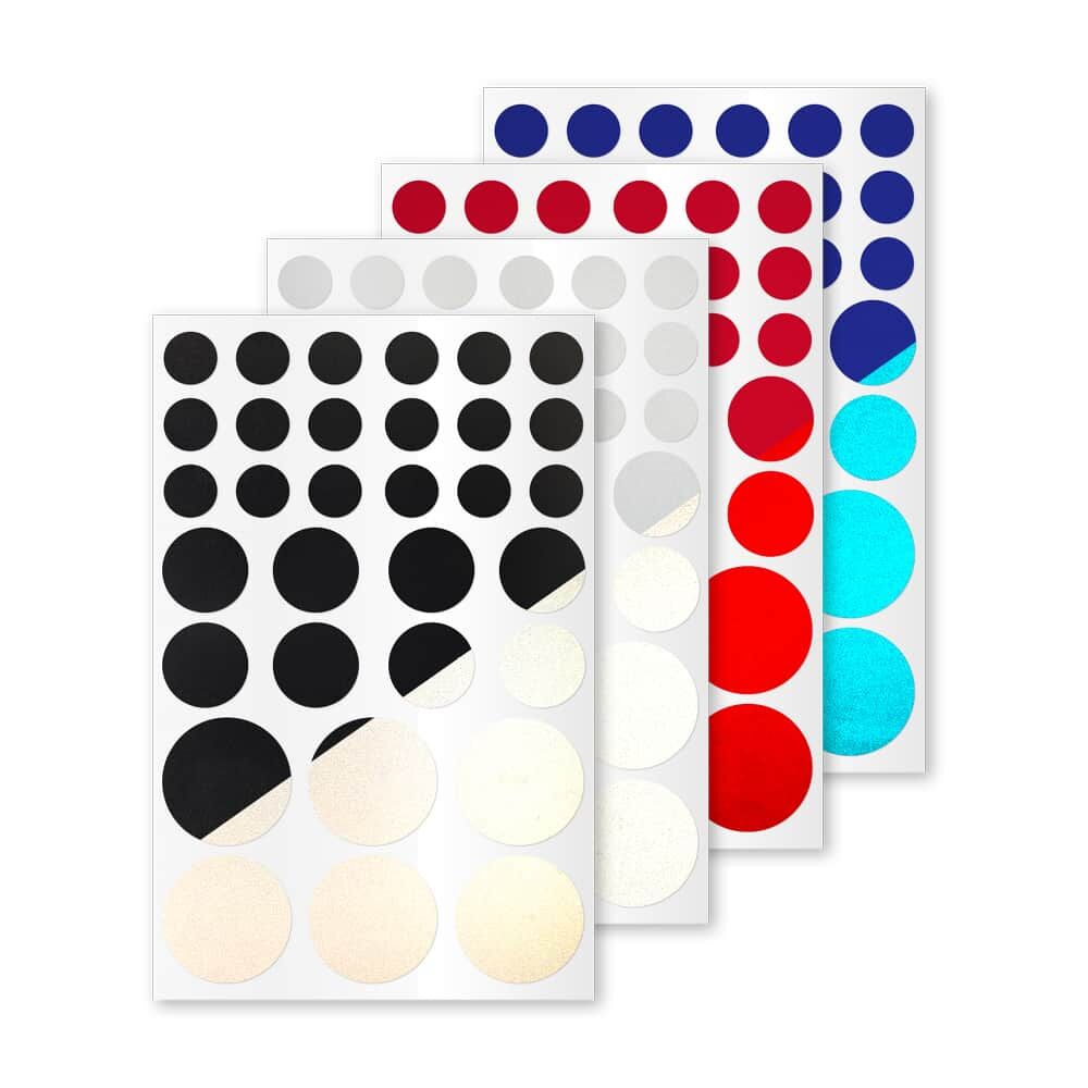 Reflexsticker Light Punkte in mehreren Farben auf Stickerbögen