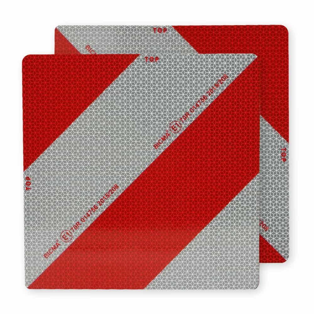 BICMA Warntafel rot/weiß, diagonal gestreift, links- und rechtsweisend