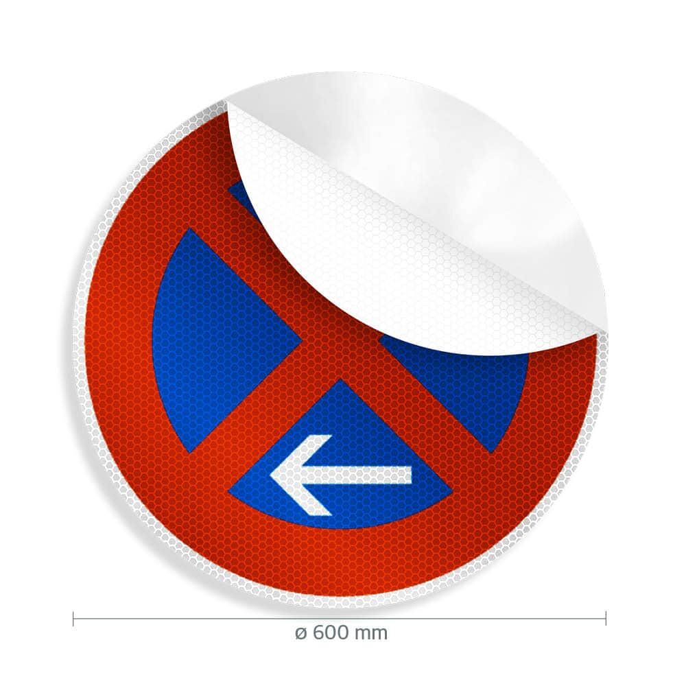 Absolutes Halteverbot-Aufkleber rund, rückseitige Ecke abgezogen, Ø 600 mm