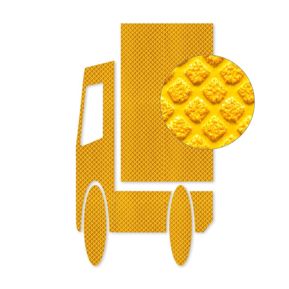 Lkw-Piktogramm aus 3M Stamark mit vergrößerter Detailansicht der Oberflächenstruktur