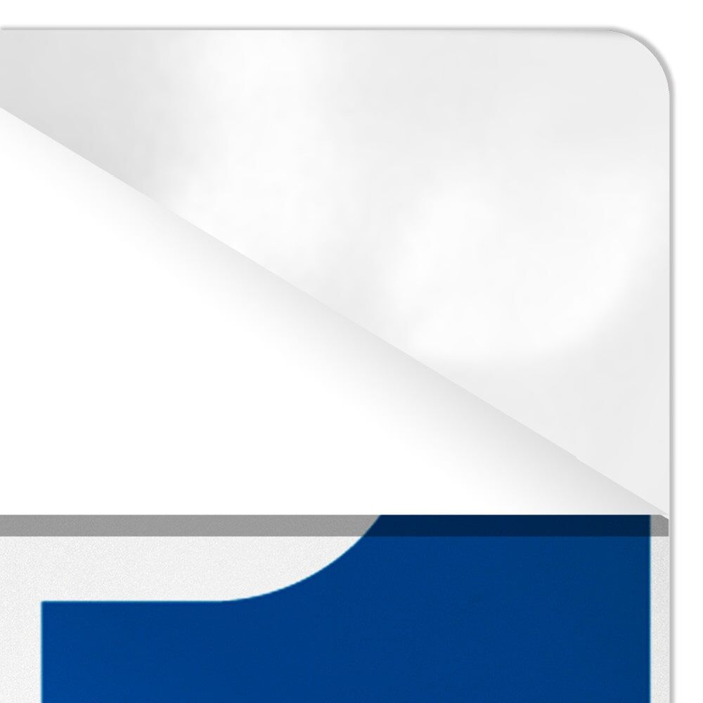 Detail: abziehbare Schutzfolie/Kleberückseite des reflektierenden Parkschilds