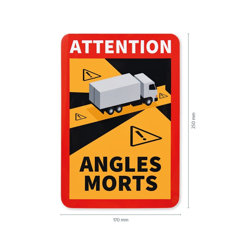 Schild mit Maßangabe: 170 x 250 mm, Design „Angles Morts“ Frankreich