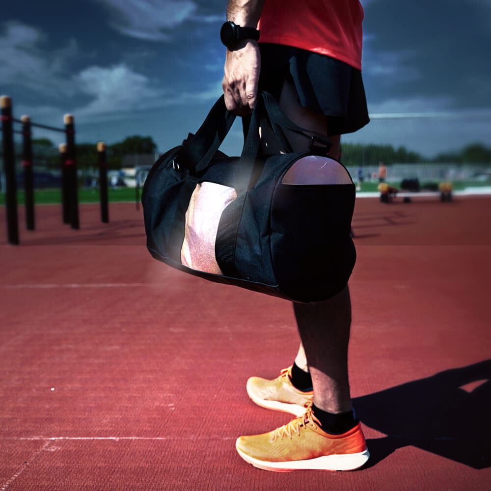 Sporttasche mit aufgeklebtem Reflexgewebe 3011 schwarz für bessere Sichtbarkeit