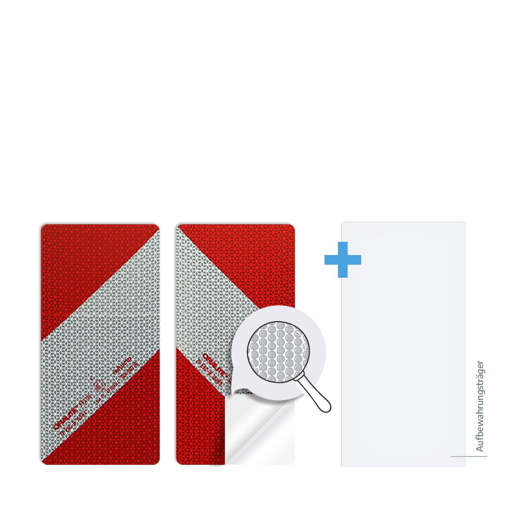 Set aus 2 Warnmarkierungszuschnitte 282 x 141 mm inkl. Aufbewahrungsträger, selbsthaftend