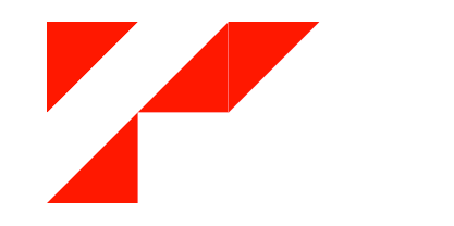 Kombinationsfäche aus Rechteck oben (länge von 3 Quadraten) und Quadrat unten links dreimal diagonal geteilt mit abwechselnd roten und weißen Flächen, beginnend mit einem roten Dreieck oben links.