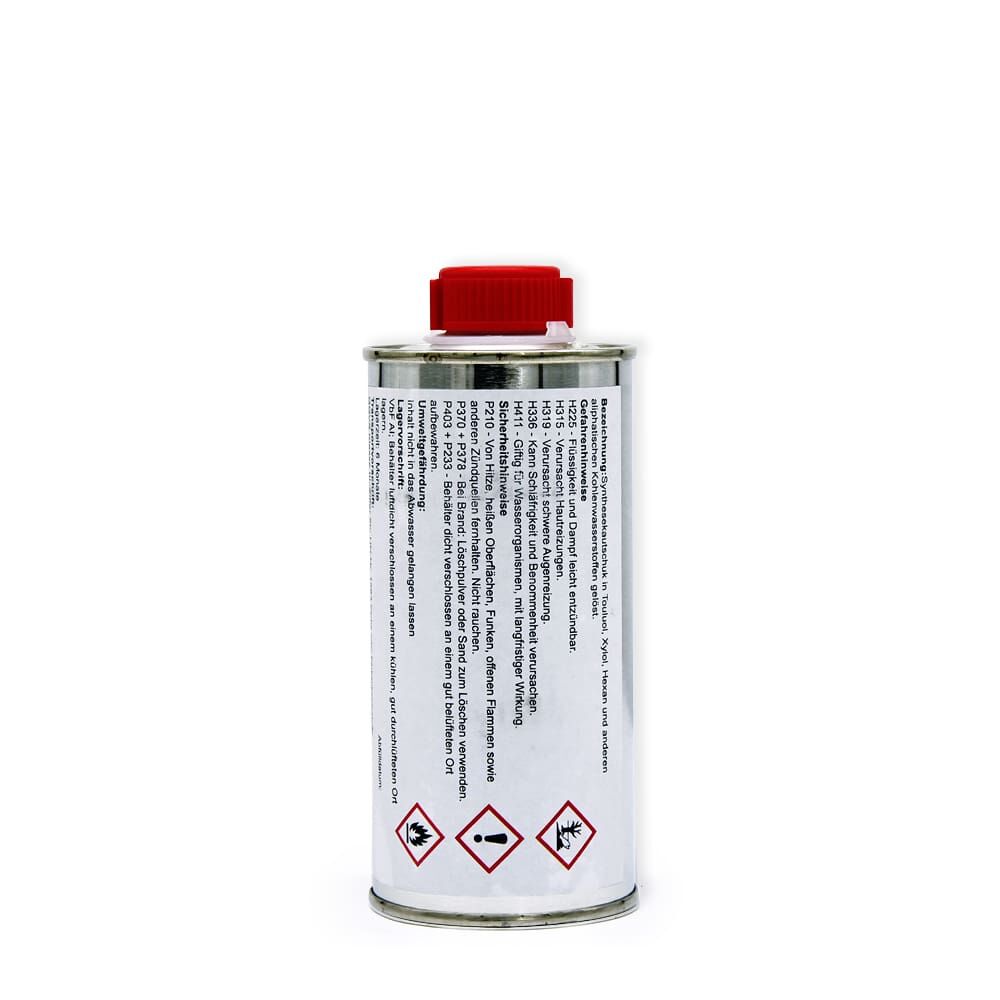 Rückseite 250 ml Primer Nr. 5: Flamme, Ausrufezeichen, Umwelt-Piktogramme, Sicherheitstext