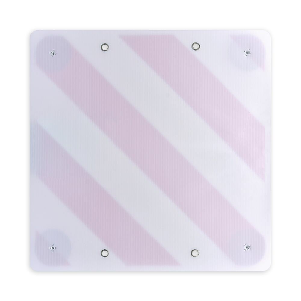 Rückseite der Warntafel, helle Fläche mit Befestigungsösen