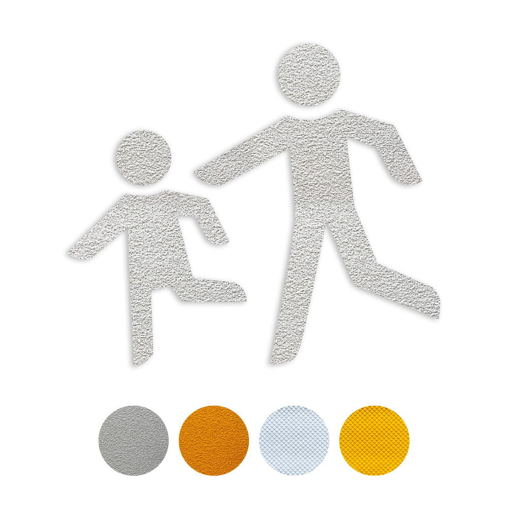 Selbstklebendes Fahrbahnpiktogramm "Kinder, erhältlich in weiß und gelb, Verkehrsklasse P6 oder P7