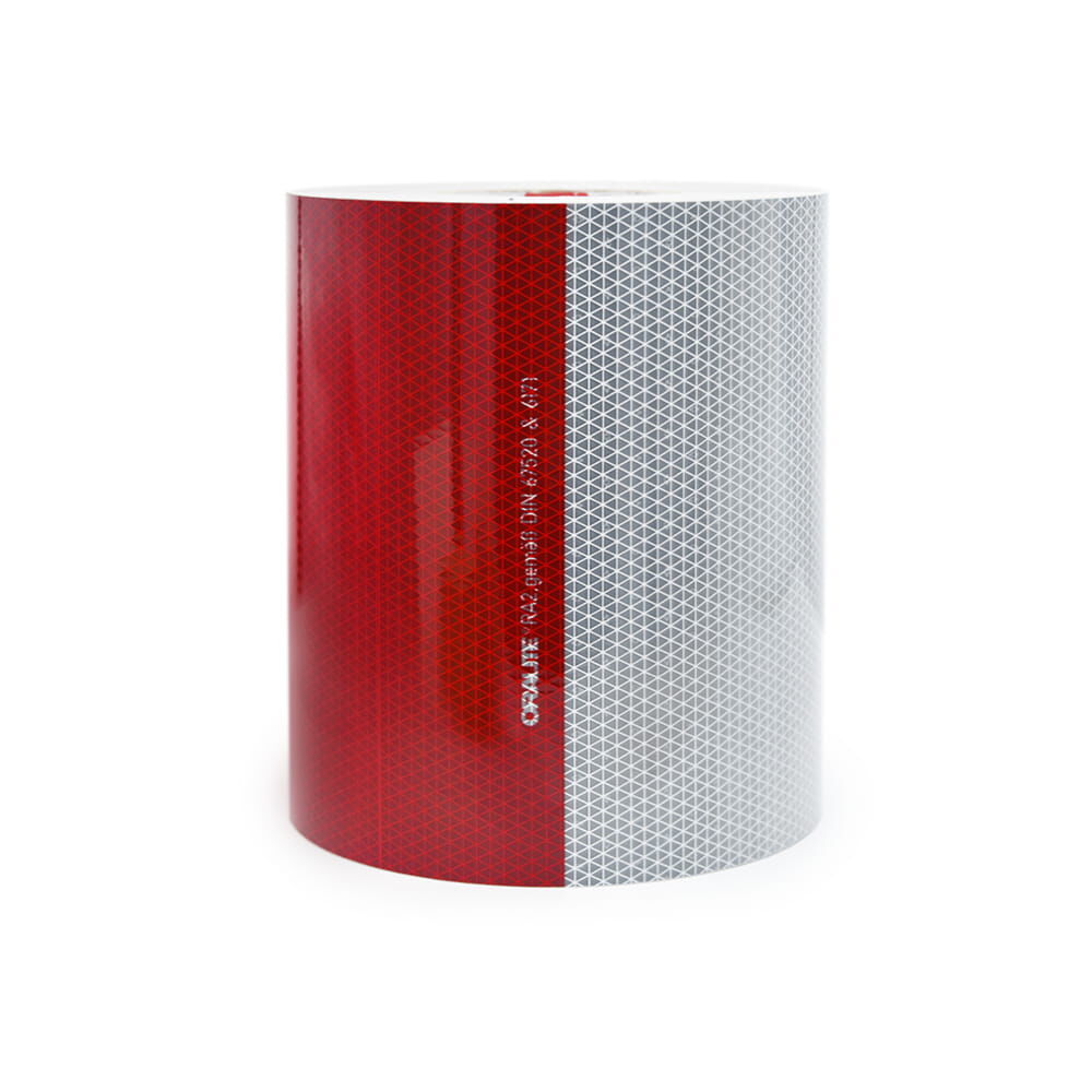 Rolle 250 mm Orafol ORALITE 5931M Schrankenfolie RA2 rot/weiß, Vorderansicht