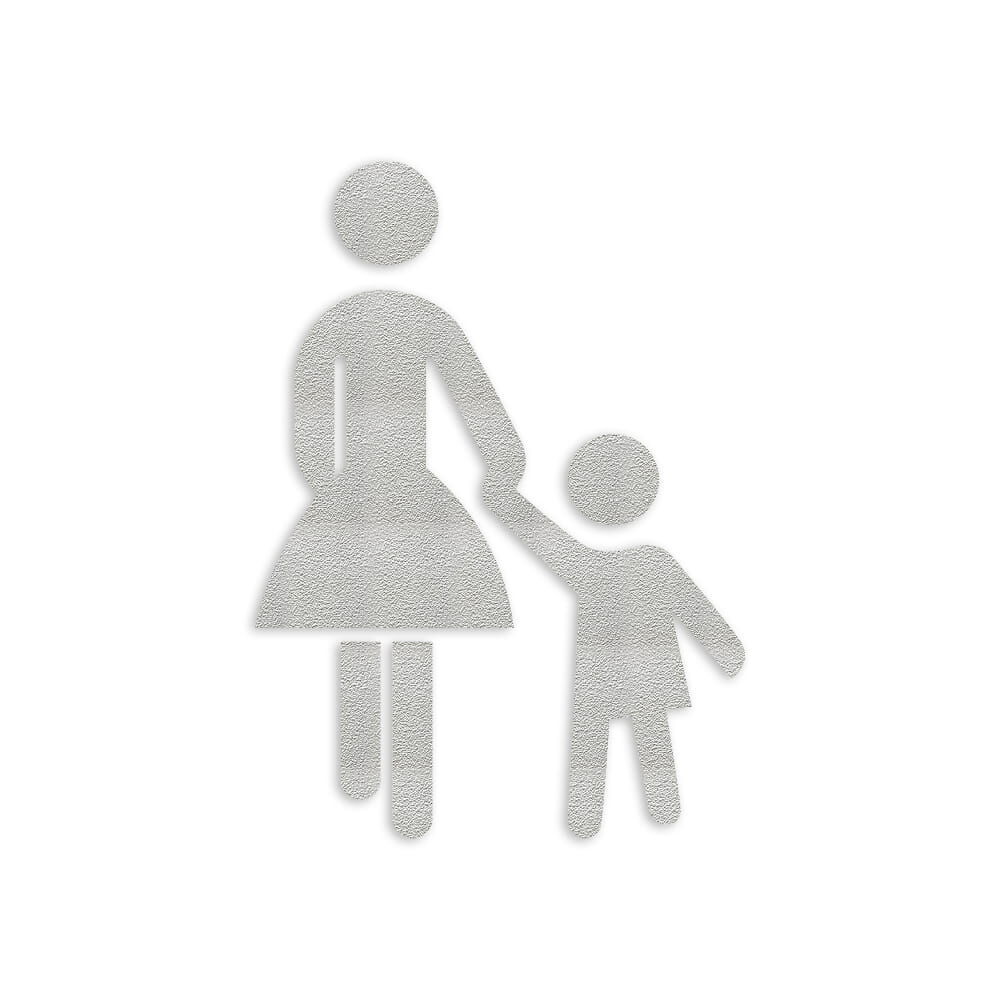 Weißes Stamark Mutter-Kind Piktogramm als Fahrbahnmarkierung