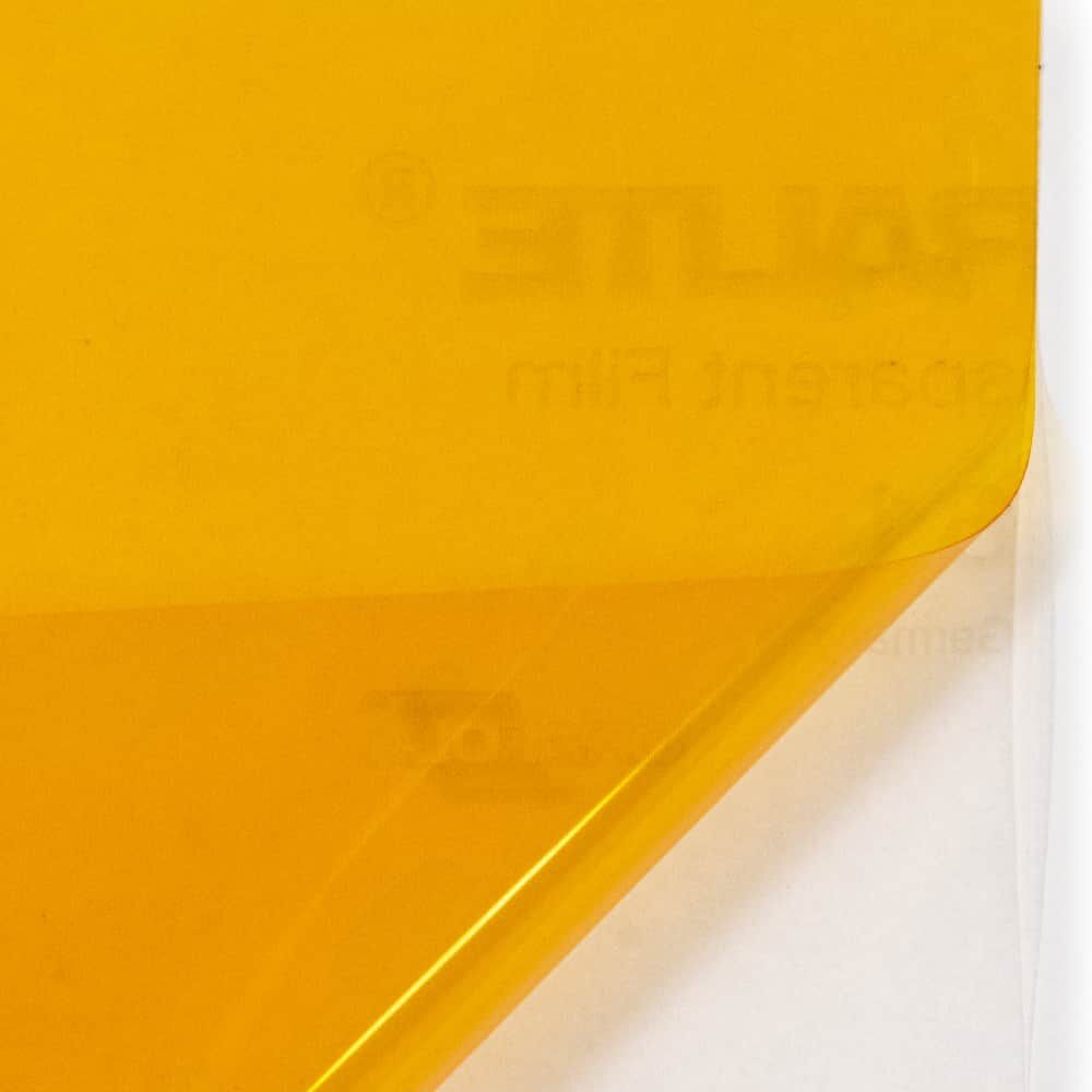 Orafol 5061 Overlay-Folie Gelb, Ecke abgezogen, glänzend transparent