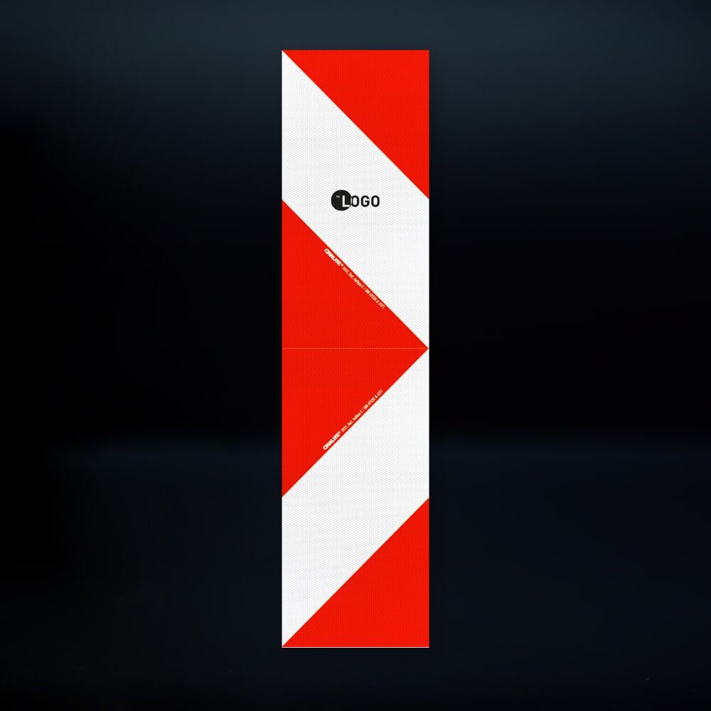 Orafol-5931 Logo-Bakenfolie Pfeilversion, rot-weiß, Nachtreflexion