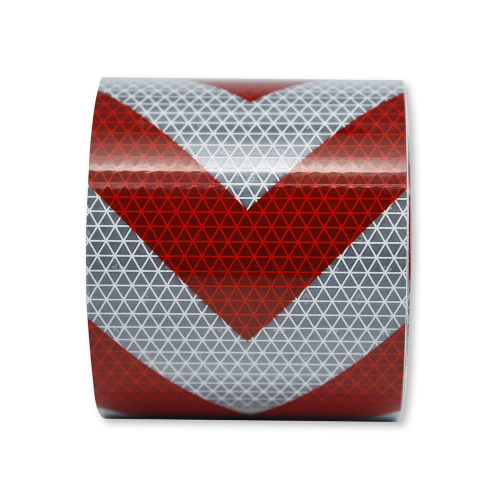 Rolle ORALITE 5931M Chevron-Warnmarkierung 100 mm, rot/weiß, Vorderansicht