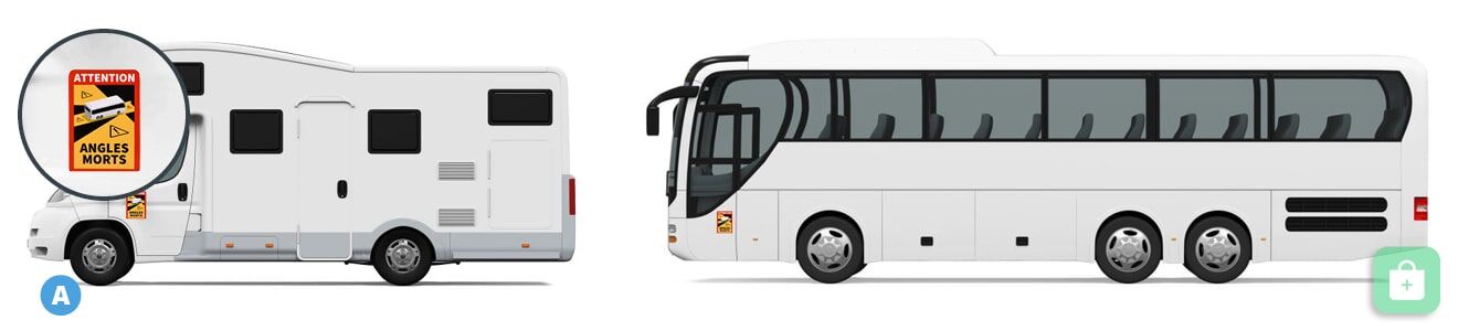 Bild zeigt zur Erklärung zu Text a) Seitenansicht von einem Wohnmobil und Bus 