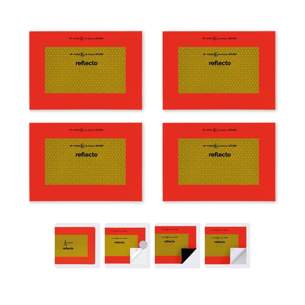 Set aus vier reflecto Viertelmarkierungen rot-gelb in selbstklebend, magnetisch oder auf Aluverbund