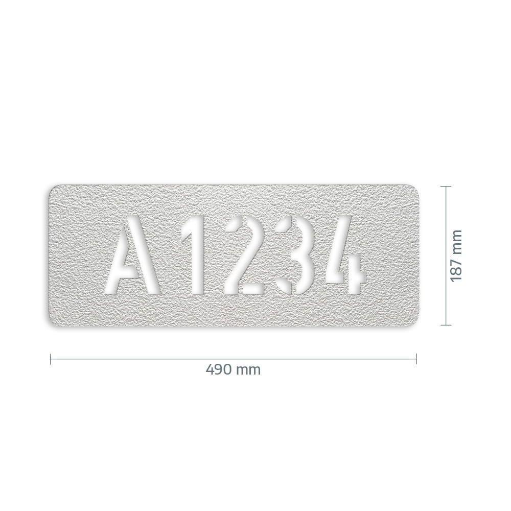 3M Stamark Zahlenfeld „A1234“ in weiß, 490 × 187 mm, rutschhemmende Oberfläche