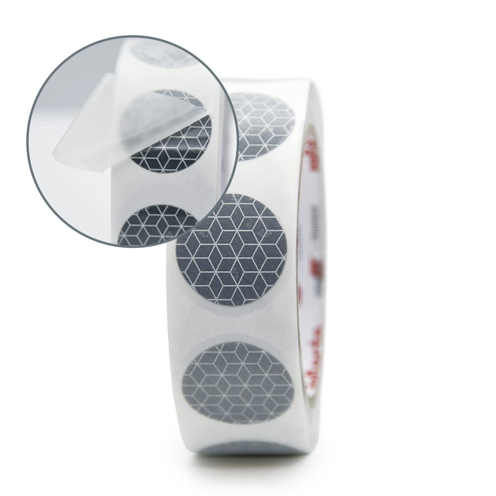 10m Rolle mit teilweise abgezogenem Applikationstape über den reflektierenden Punkten