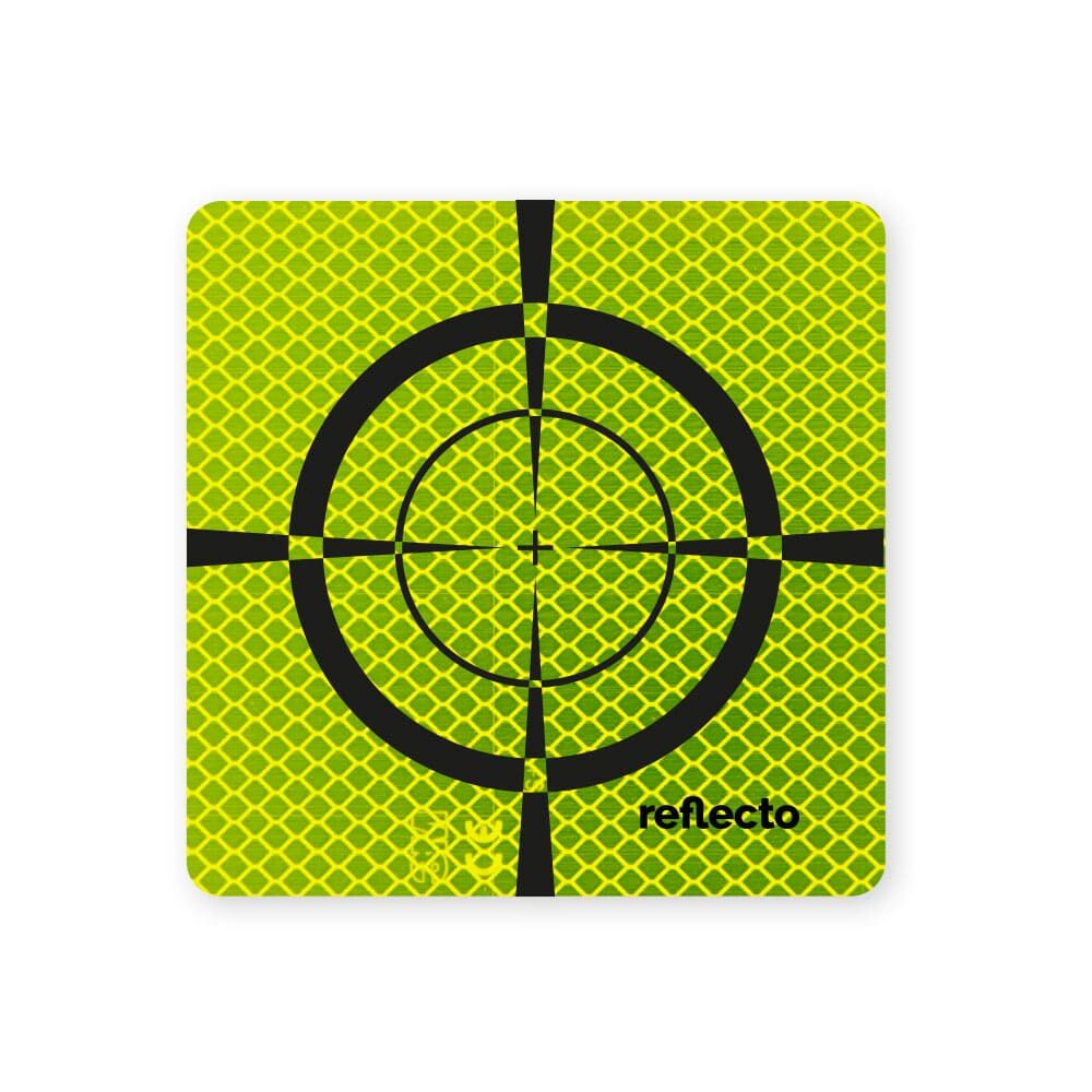 Reflexzielmarke fluor-lime mit Fadenkreuz 100 x 100 mm auf Aluverbund