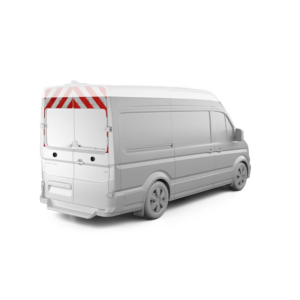 VW Crafter, Baujahr 2017, Heckwarnmarkierung oben ohne Blindfenster für Höhe 2, rot-weiß