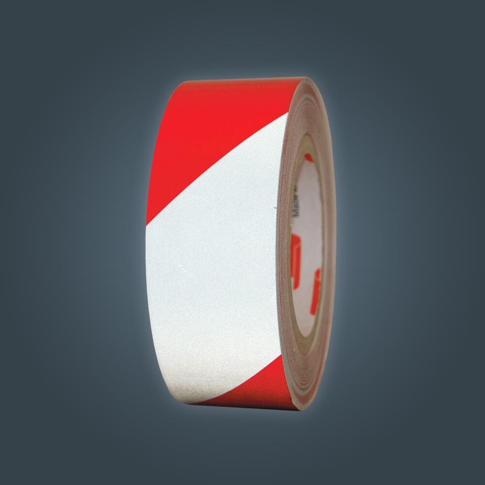 Einzelne Rolle Orafol ORALITE 5431 Industrie-Warnfolie rot-weiß reflektierend, 50 mm, linksweisend