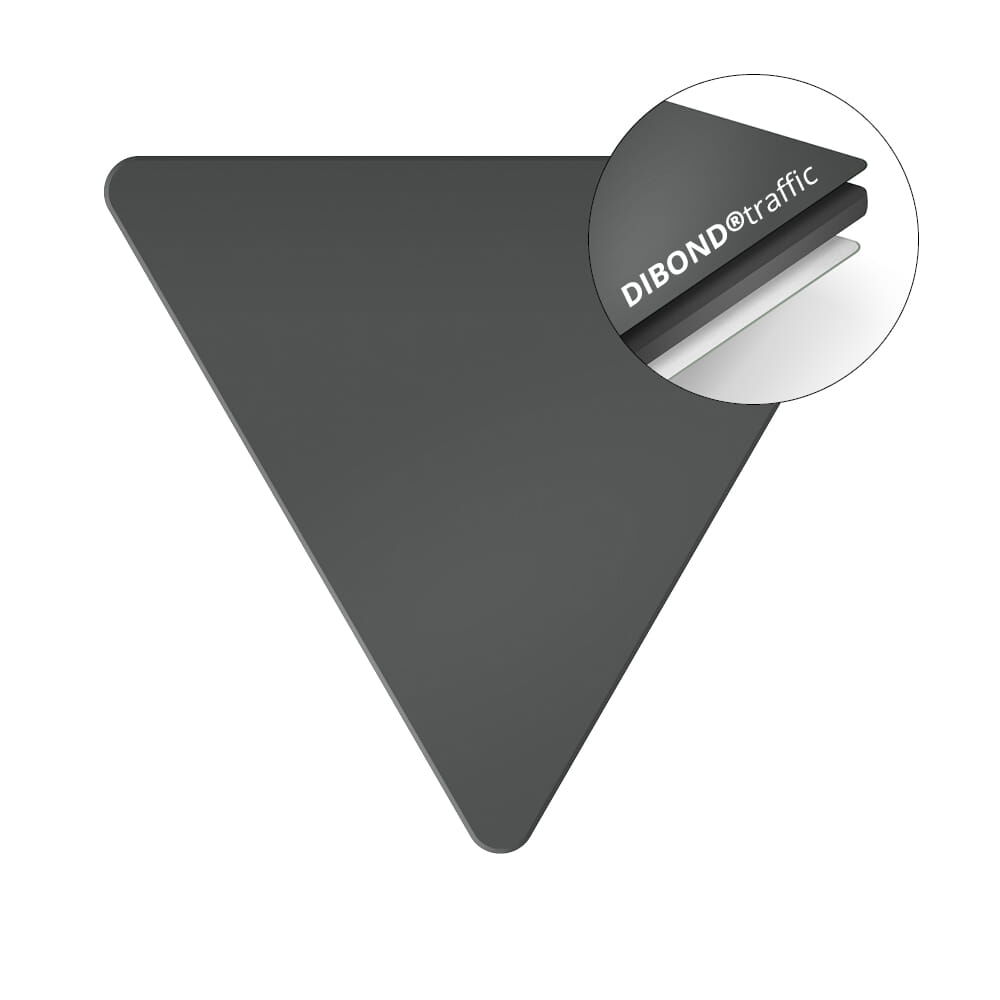 Rückseite mit Lupenaischt der Dibond®traffic Schichten