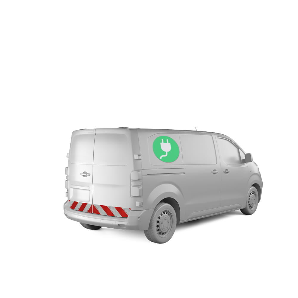 Heckmarkierung am Fiat E-Scudo mit Hecktür, Baujahr 2024