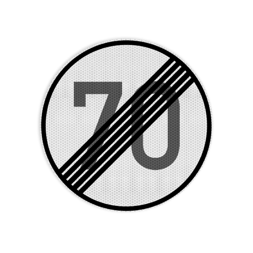 VZ 278-70 Ende der zulässigen Höchstgeschwindigkeit 70 km/h VZ 278-70 Ende der zulässigen Höchstgeschwindigkeit 70 km/h
