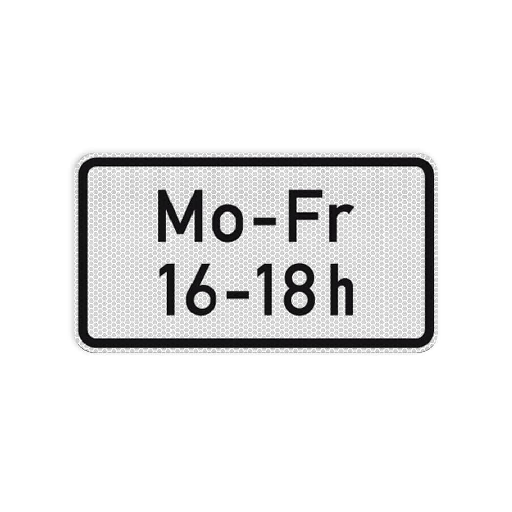 VZ 1042-33 Zeitliche Beschränkung (zweizeilig) (Mo - Fr, … - … h) VZ 1042-33 Zeitliche Beschränkung (zweizeilig) (Mo - Fr, … - … h)