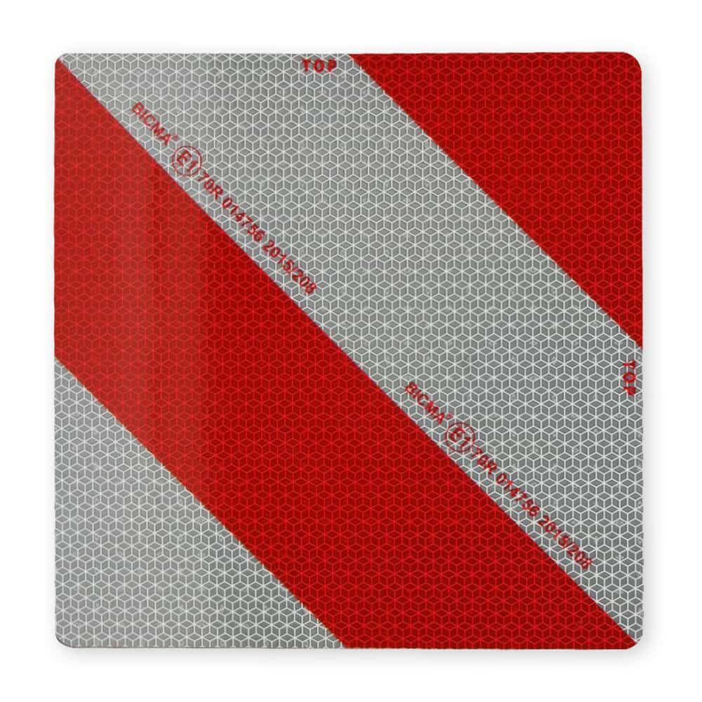 BICMA Warntafel rot/weiß mit Diagonalstreifen, rechtsweisend