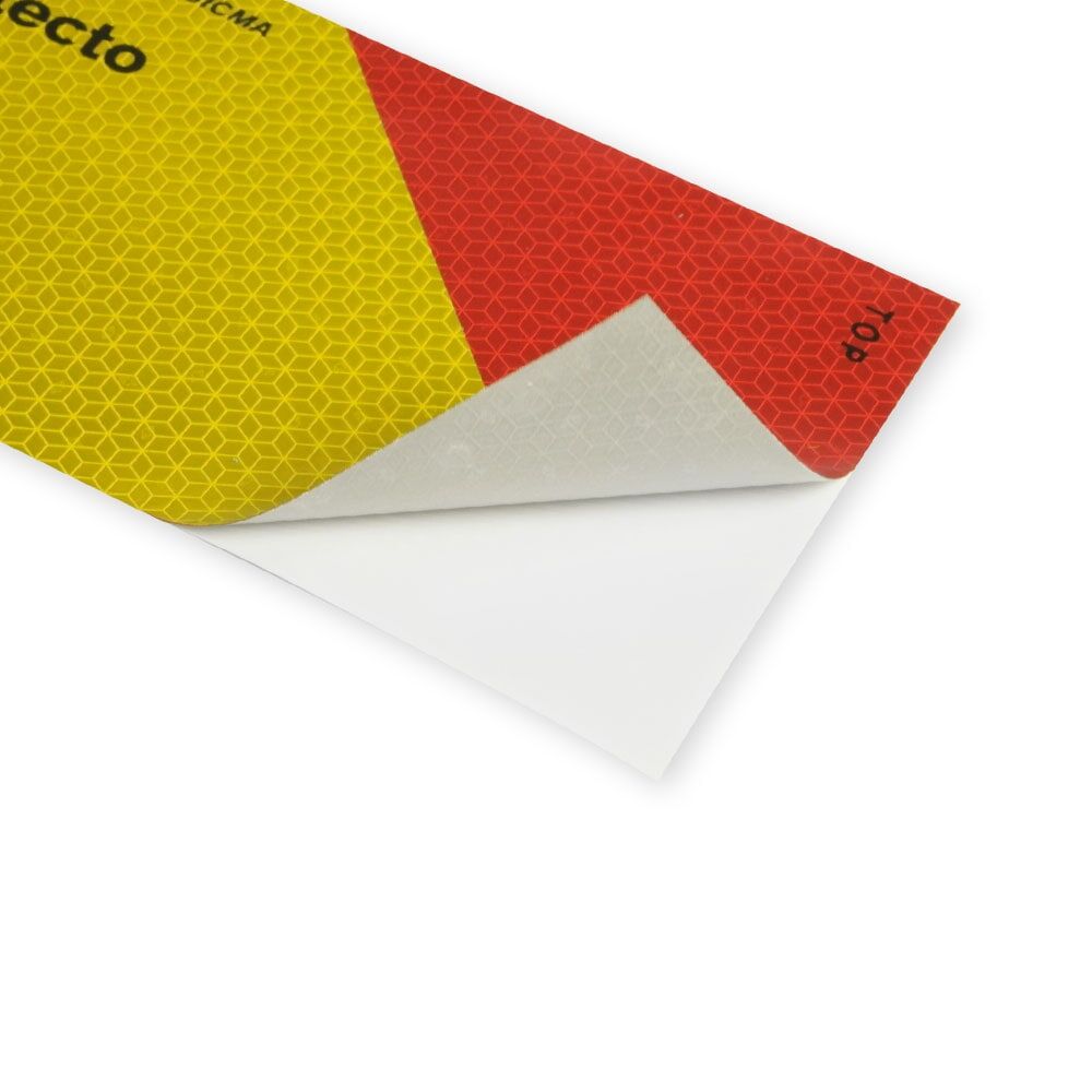 Heckwarntafel selbstklebend, Viertelmarkierung ECE 70.01 gelb-rot