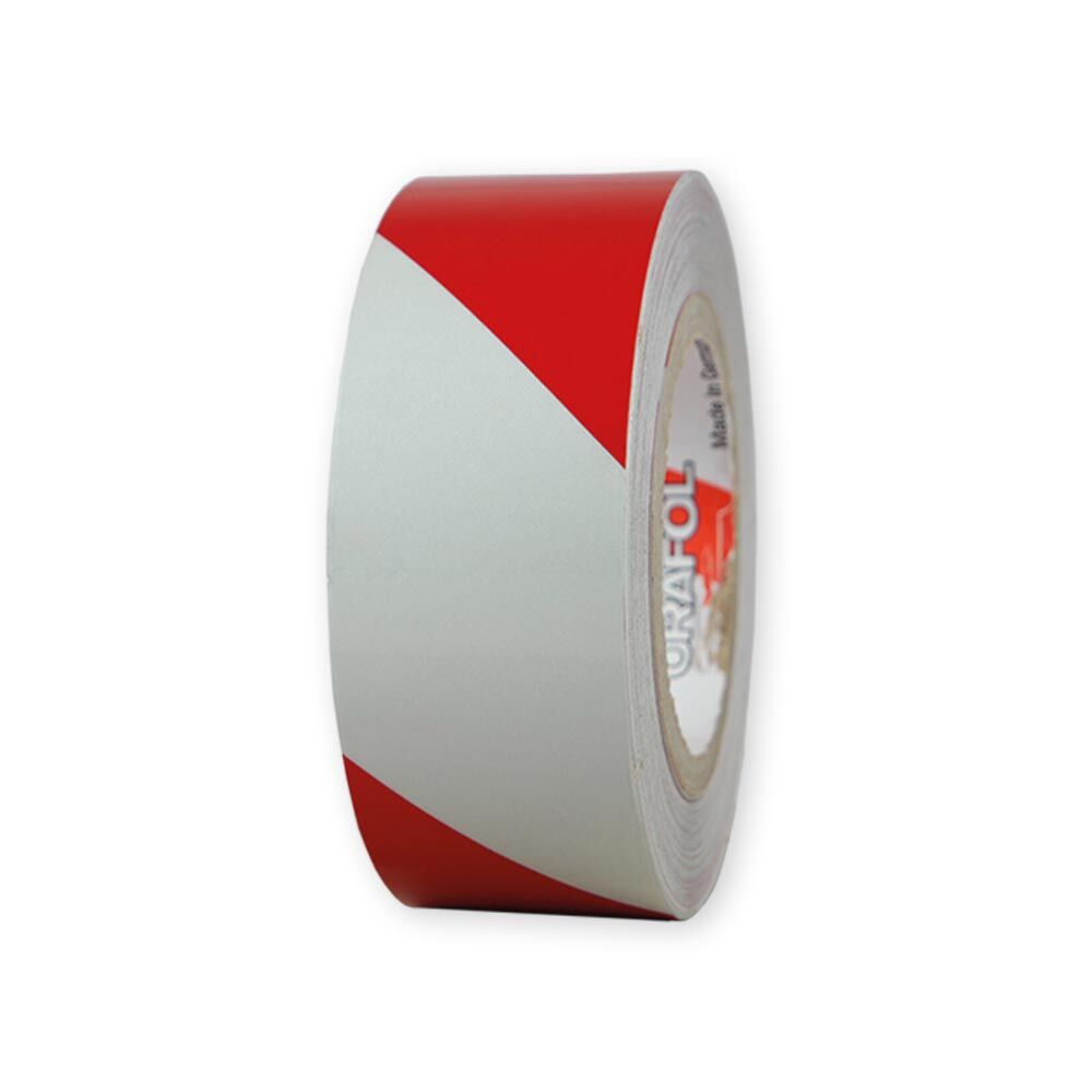 Einzelne Rolle Orafol ORALITE 5431 Industrie-Warnfolie rot-weiß diagonal, 50 mm, rechtsweisend