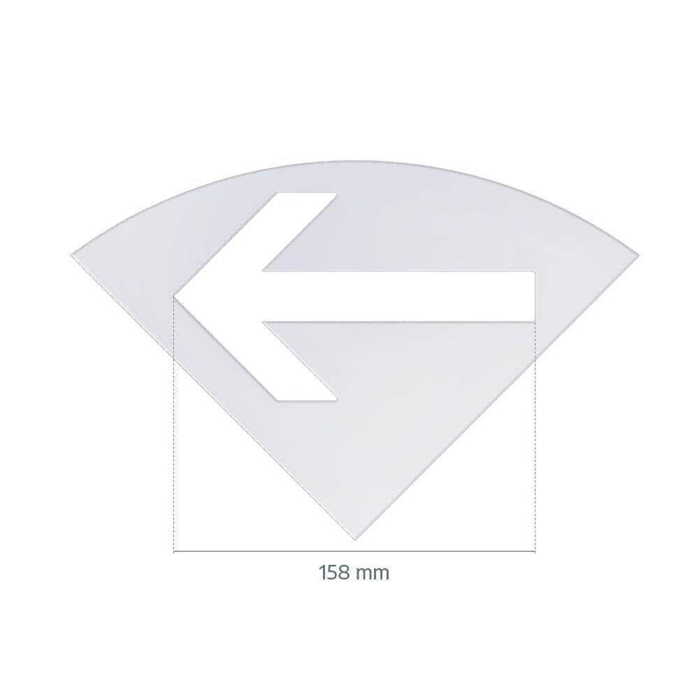 Pfeil-Schablone links, Breite 158 mm, für Zeichen 286
