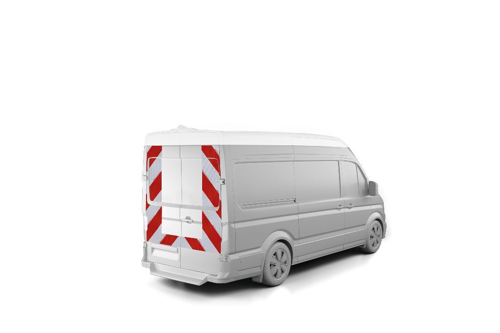 VW Crafter, ausgestattet mit Heckwarnmarkierungssatz nach BF3, Baujahr 2017