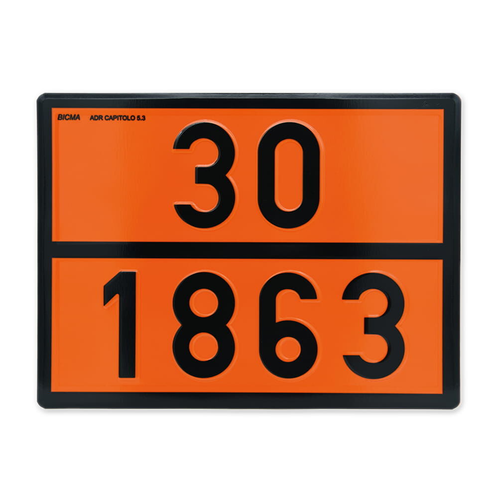 Gefahrgutwarntafel Aluminium, orange, Prägung „30 1863“, schwarzer Rahmen