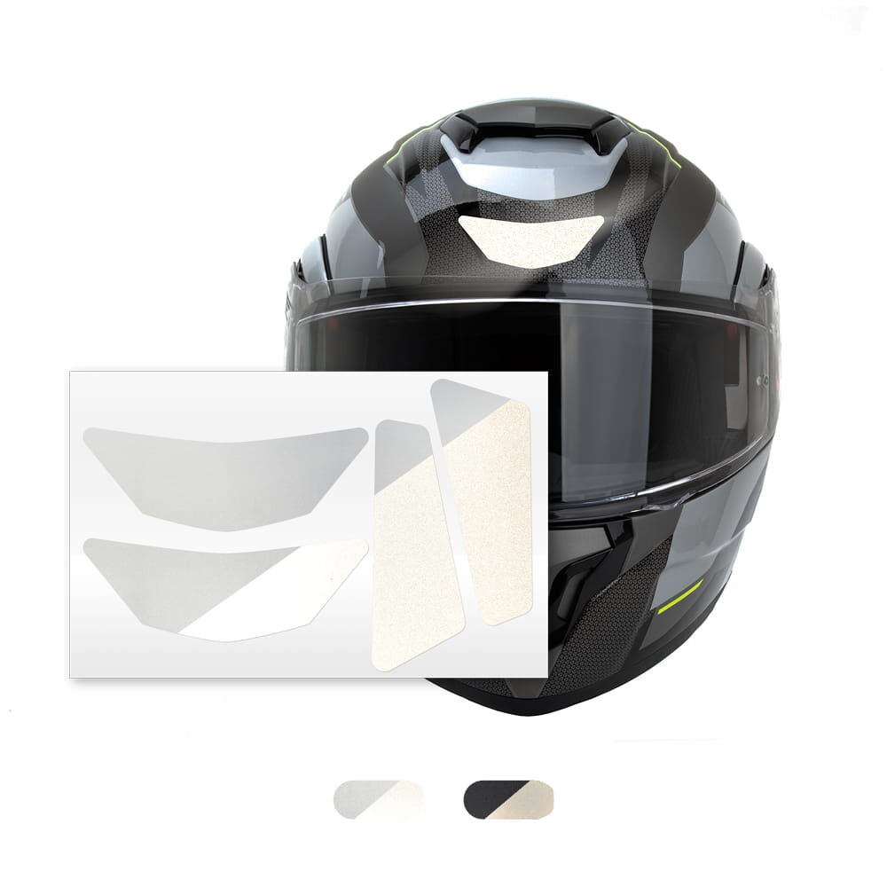 Reflecto Reflexsticker-Set Weiß mit Anwendung auf Motorradhelm