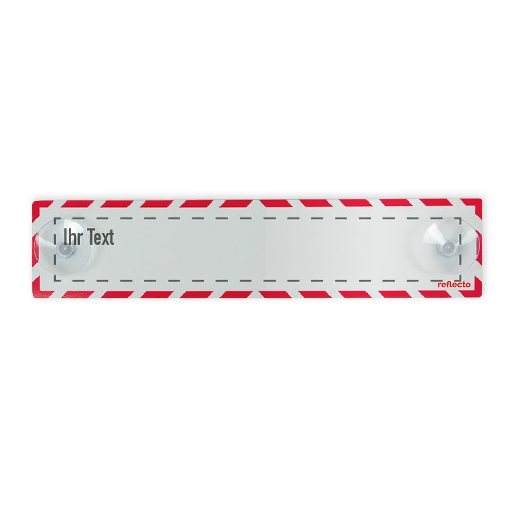 Hinweisschild mit Wunschtext-mit Saugnäpfen / 90mm x 400mm