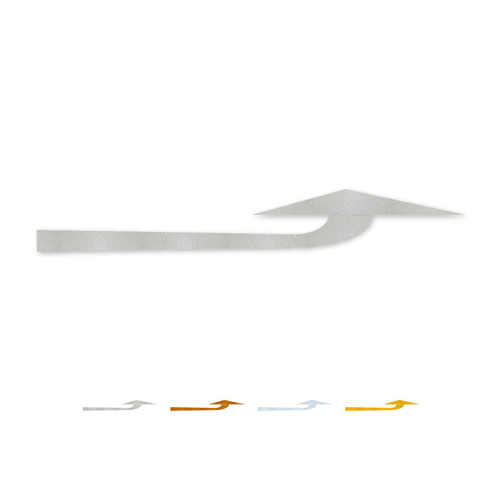 Selbstklebender Pfeil "Abbiegen links", erhältlich in weiß und gelb, Verkehrsklasse P6 oder P7